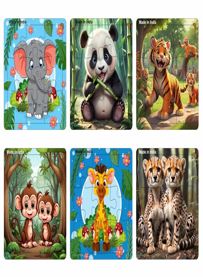 Craftick® Animals Toys Jigsaw Puzzles Educational Fun for Kids Ages 2 and Up (9 Pieces - Set of 6 Animals Puzzle) | Return Gift | Perfect First Puzzle Toy | Birthday Gift for Girls and Boys - Image 1